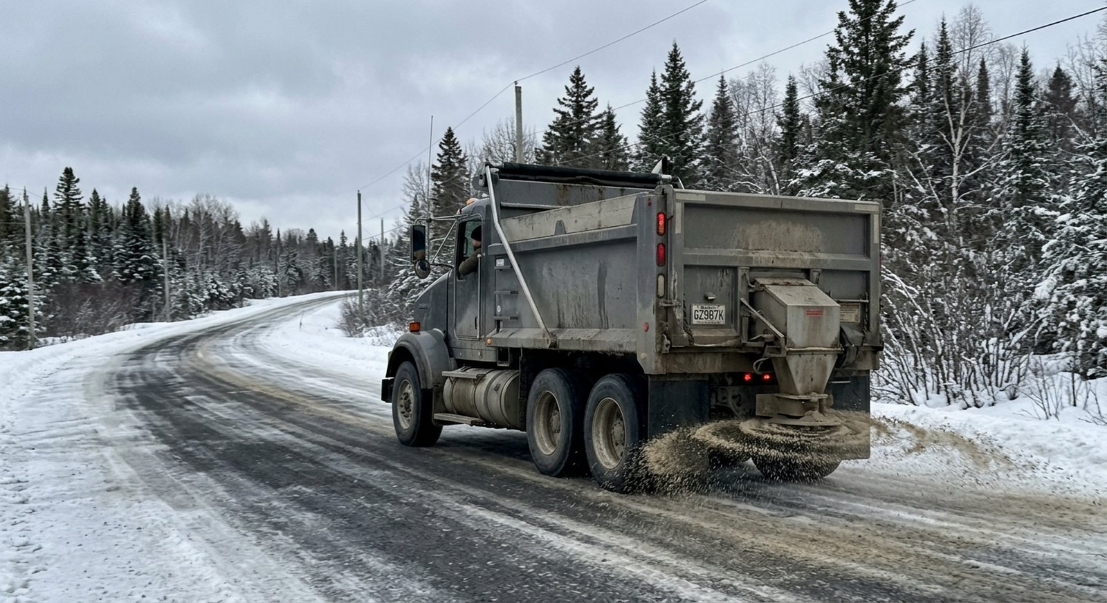 Épandage d'abrasifs route Abitibi